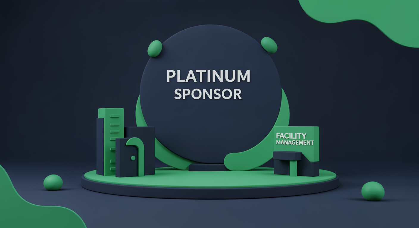 Facility Management Company Platinum Sponsor graphic for Facility Management. Text: "Platinum Sponsor," "Facility Management.