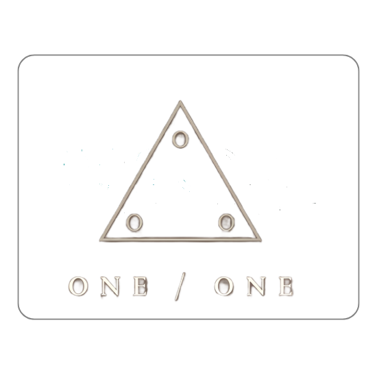 Facility Management Company One/One logo. Triangle with three dots inside.